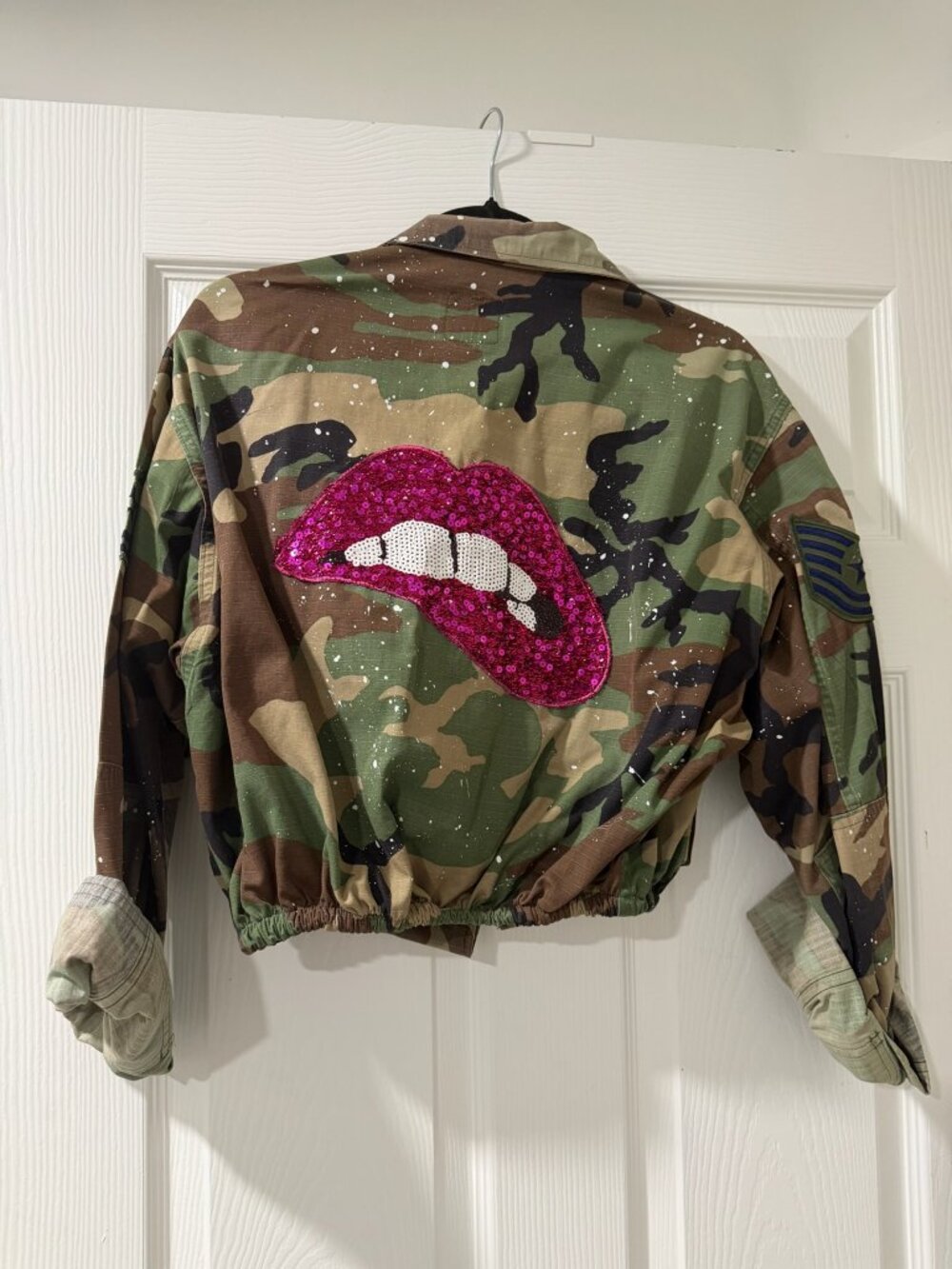 Sojara Upcycled Camouflage Crop Jacket Size Medium